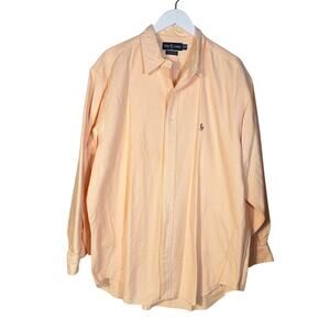 Ralph Lauren Casual Button-Down Shirt Men SZ 18 34/35 Coral Peach